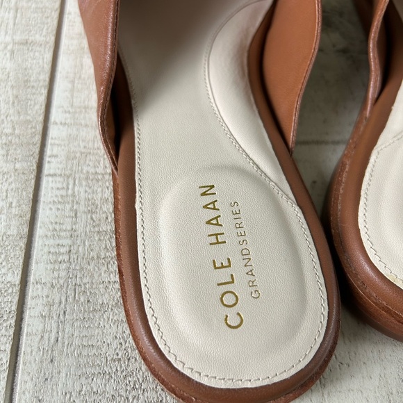 Cole Haan GrandSeries Tan Leather Slide Sandals Crisscross Slip on Comfort Shoes - Picture 5 of 7